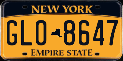 NY license plate GLO8647