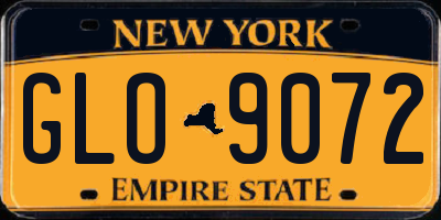 NY license plate GLO9072