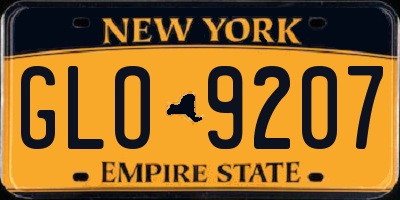 NY license plate GLO9207