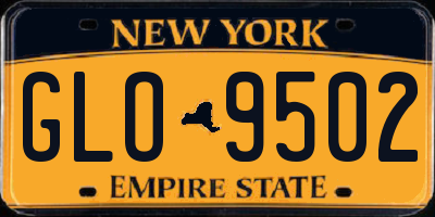 NY license plate GLO9502