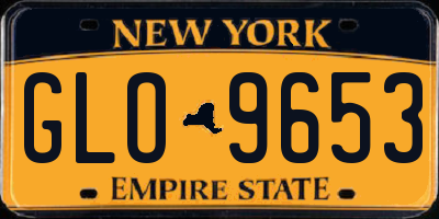 NY license plate GLO9653