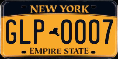 NY license plate GLP0007