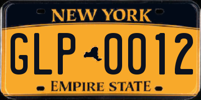 NY license plate GLP0012