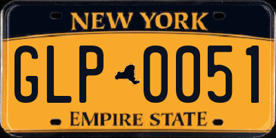 NY license plate GLP0051