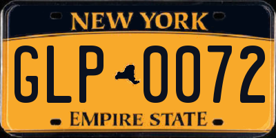 NY license plate GLP0072