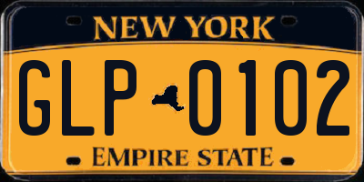 NY license plate GLP0102