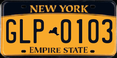 NY license plate GLP0103