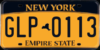 NY license plate GLP0113