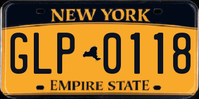 NY license plate GLP0118