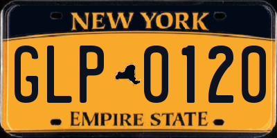 NY license plate GLP0120