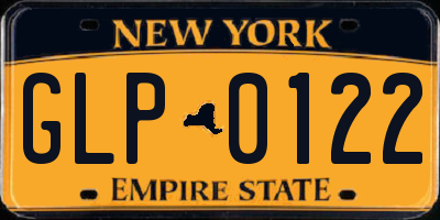 NY license plate GLP0122
