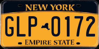 NY license plate GLP0172