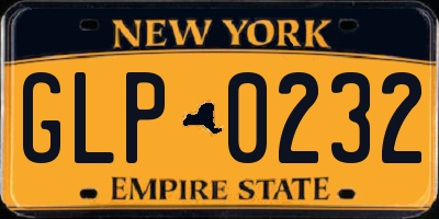 NY license plate GLP0232