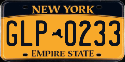 NY license plate GLP0233