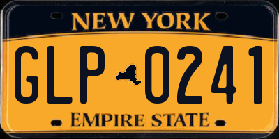 NY license plate GLP0241