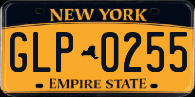 NY license plate GLP0255