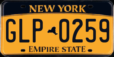 NY license plate GLP0259