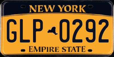 NY license plate GLP0292