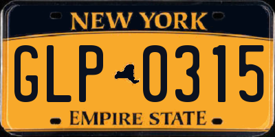 NY license plate GLP0315