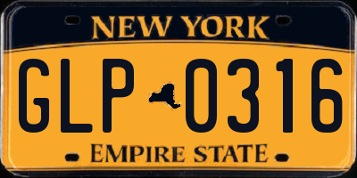 NY license plate GLP0316