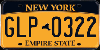 NY license plate GLP0322