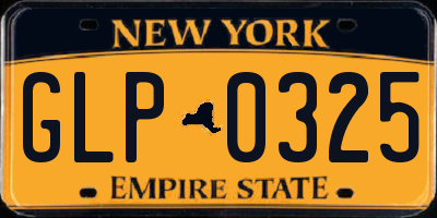NY license plate GLP0325