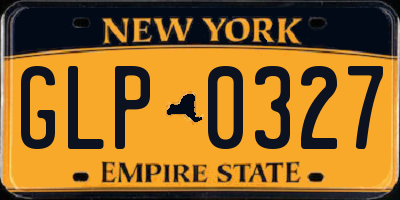 NY license plate GLP0327