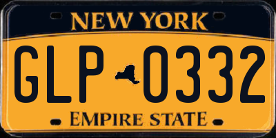 NY license plate GLP0332
