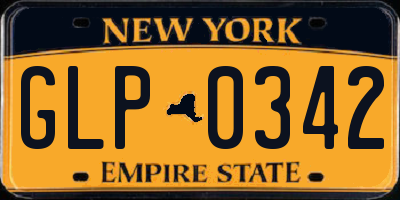 NY license plate GLP0342
