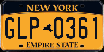 NY license plate GLP0361