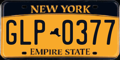 NY license plate GLP0377