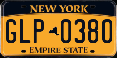 NY license plate GLP0380