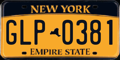 NY license plate GLP0381