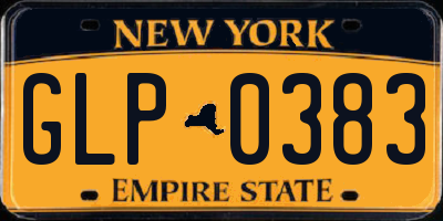 NY license plate GLP0383