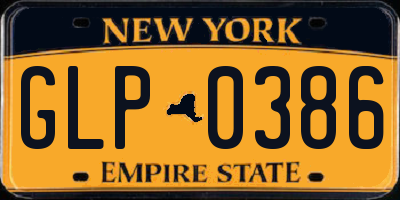 NY license plate GLP0386