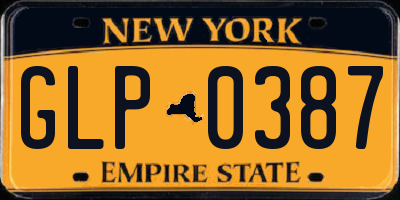 NY license plate GLP0387