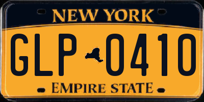 NY license plate GLP0410