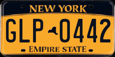 NY license plate GLP0442