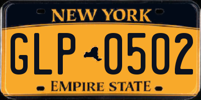 NY license plate GLP0502