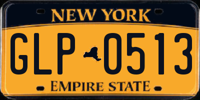 NY license plate GLP0513