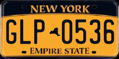 NY license plate GLP0536