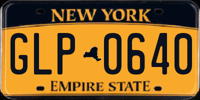 NY license plate GLP0640