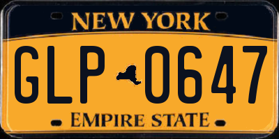 NY license plate GLP0647