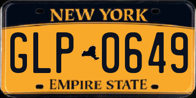 NY license plate GLP0649