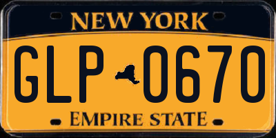 NY license plate GLP0670