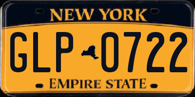 NY license plate GLP0722