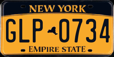 NY license plate GLP0734