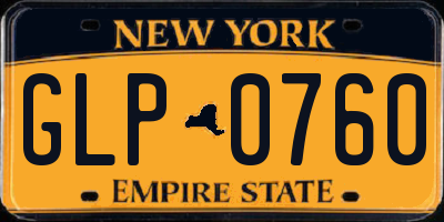 NY license plate GLP0760