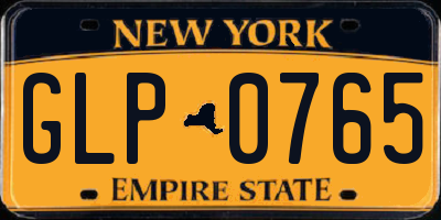 NY license plate GLP0765