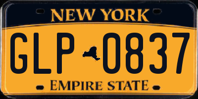 NY license plate GLP0837